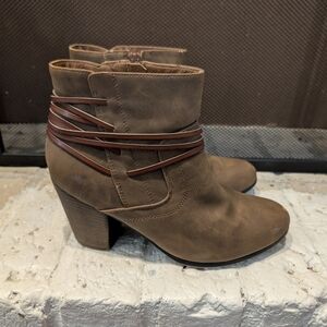 Brown Ankle Boots with Strap Details Size 11